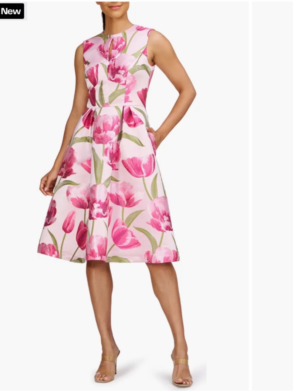 Kay Unger Ferryn Pink Floral Tulip Midi Dress